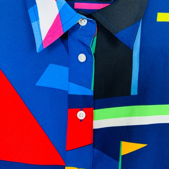 Lauren Ralph Lauren Black Label Women Shirt Size XS ButtonTop Geometric Nautical - Picture 5 of 14